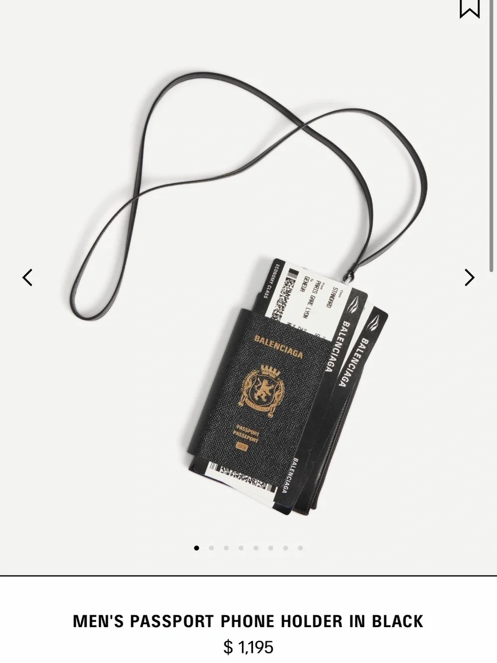 Balenciaga Black Leather Passport Cover with Gold Crest